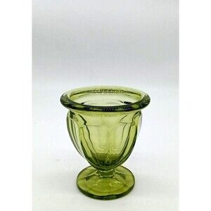 Vintage 1970s Old Williamsburg Verde Green Glass Footed Candy Jar